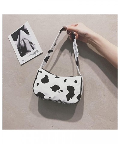 Women Retro Classic Clutch Shoulder Bag Cow Leopard Print Mini Handbag Purse with Zipper Closure Canvas-cow White $7.69 Clutches