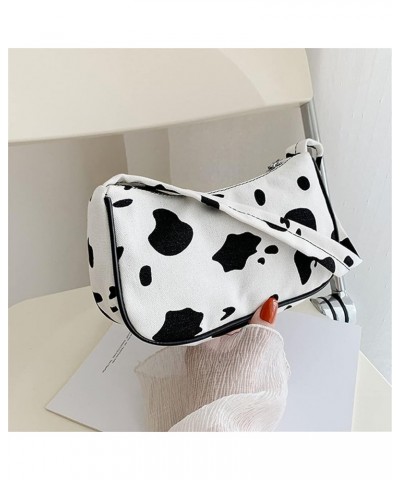 Women Retro Classic Clutch Shoulder Bag Cow Leopard Print Mini Handbag Purse with Zipper Closure Canvas-cow White $7.69 Clutches