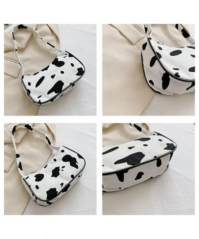 Women Retro Classic Clutch Shoulder Bag Cow Leopard Print Mini Handbag Purse with Zipper Closure Canvas-cow White $7.69 Clutches