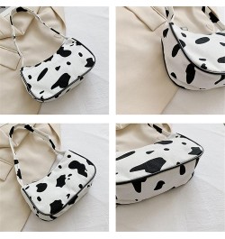 Women Retro Classic Clutch Shoulder Bag Cow Leopard Print Mini Handbag Purse with Zipper Closure Canvas-cow White $7.69 Clutches