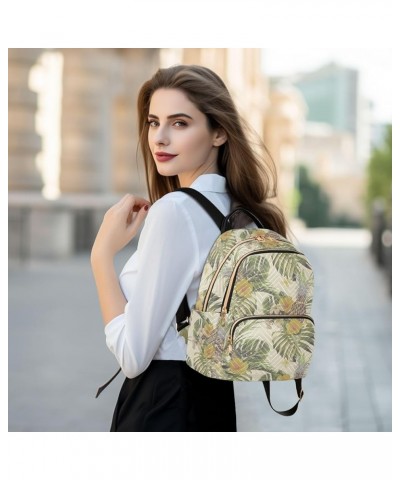 Tropical Flowers Pineapple Palm Leaf Monstera Women Backpack Purse Shoulder Bag Color Small $19.13 Backpacks