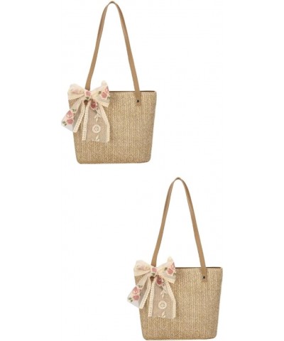 2pcs Woven Bag Womens Cross Body Sling Bag Straw Tote Bag Summer Purse Straw Bags for Women Beach Lady Straw Handbag Beach Ha...