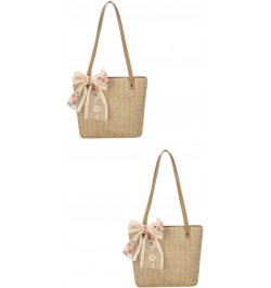 2pcs Woven Bag Womens Cross Body Sling Bag Straw Tote Bag Summer Purse Straw Bags for Women Beach Lady Straw Handbag Beach Ha...