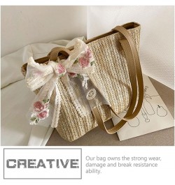 2pcs Woven Bag Womens Cross Body Sling Bag Straw Tote Bag Summer Purse Straw Bags for Women Beach Lady Straw Handbag Beach Ha...