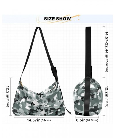 Women Boho Bag Grey White Cute Camo Shoulder Bag PU Leather Pouch Crossbody Bag Large Tote Handbag For Quick Getaway Weekend ...