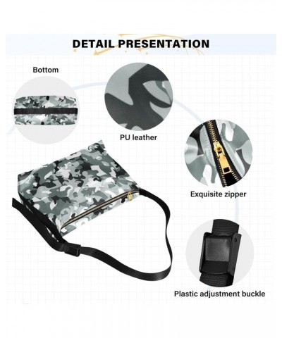 Women Boho Bag Grey White Cute Camo Shoulder Bag PU Leather Pouch Crossbody Bag Large Tote Handbag For Quick Getaway Weekend ...