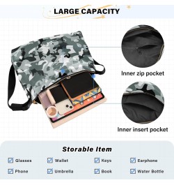 Women Boho Bag Grey White Cute Camo Shoulder Bag PU Leather Pouch Crossbody Bag Large Tote Handbag For Quick Getaway Weekend ...