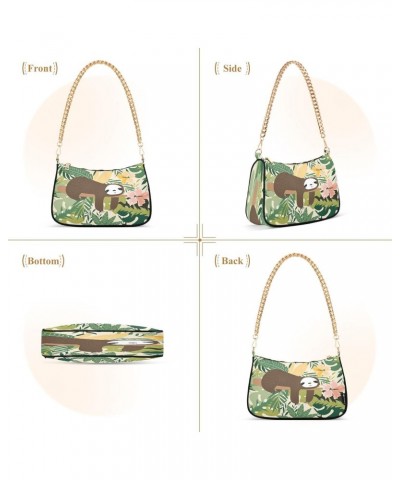 Cute Lazy Sleep Sloth Bear Animal Shoulder Handbags for Women Travel Hobo Tote Handbag Women Gold Chain Shoulder Bags Purse w...