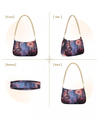 Women's Shoulder Handbag Pink Mystical Landscape Stylish Tote Handbag Hobo Handbag Clutch Handbags with Chain $13.02 Totes