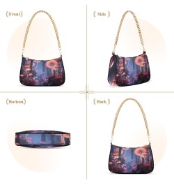 Women's Shoulder Handbag Pink Mystical Landscape Stylish Tote Handbag Hobo Handbag Clutch Handbags with Chain $13.02 Totes