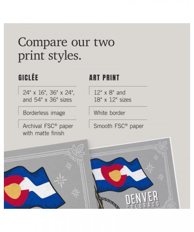 16x24 Inch Giclee Art Print Wall Decor, Denver, Colorado, Waving State Flag, State Series $23.19 Totes