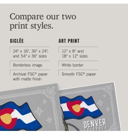 16x24 Inch Giclee Art Print Wall Decor, Denver, Colorado, Waving State Flag, State Series $23.19 Totes