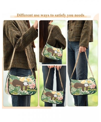 Cute Lazy Sleep Sloth Bear Animal Shoulder Handbags for Women Travel Hobo Tote Handbag Women Gold Chain Shoulder Bags Purse w...