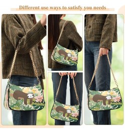 Cute Lazy Sleep Sloth Bear Animal Shoulder Handbags for Women Travel Hobo Tote Handbag Women Gold Chain Shoulder Bags Purse w...