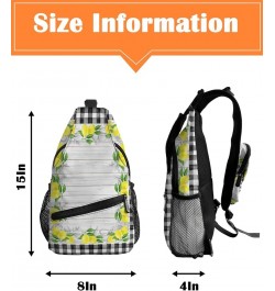 Sling Bag Crossbody Bag for Women Men Summer Yellow Farmhouse Lemon Green Buffalo Plaid Waterproof Hiking Backpack Lightweigh...