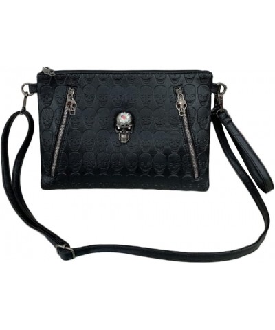 Women Big Skull Printing Satchel Fashion Clutch Bag Shoulder Bags Purse Black $16.29 Satchels