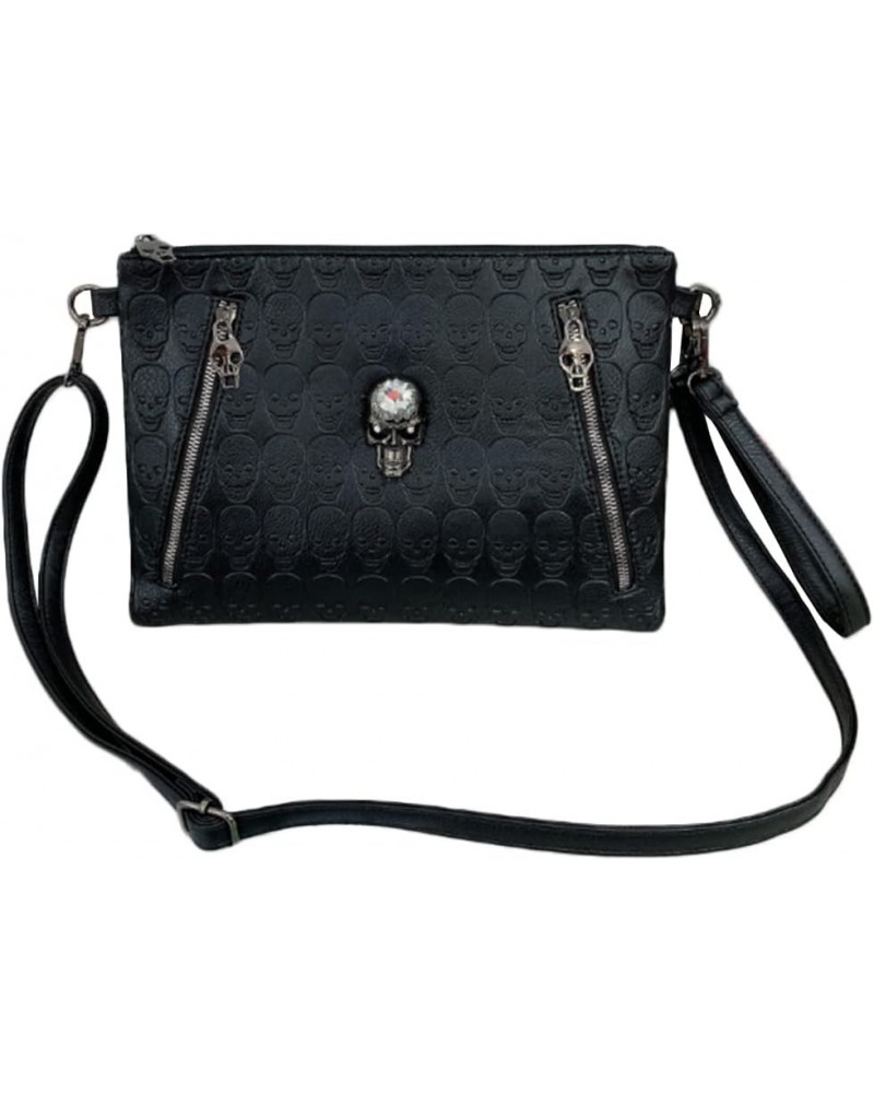 Women Big Skull Printing Satchel Fashion Clutch Bag Shoulder Bags Purse Black $16.29 Satchels