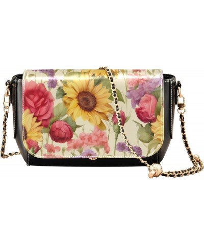 Floral and Sunflower Adjustable Strap Crossbody Bag, Leather Crossbody Bags for Women Medium Floral and Sunflower-3 $20.20 Cr...