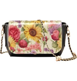 Floral and Sunflower Adjustable Strap Crossbody Bag, Leather Crossbody Bags for Women Medium Floral and Sunflower-3 $20.20 Cr...