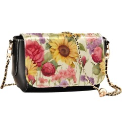 Floral and Sunflower Adjustable Strap Crossbody Bag, Leather Crossbody Bags for Women Medium Floral and Sunflower-3 $20.20 Cr...