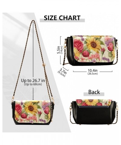 Floral and Sunflower Adjustable Strap Crossbody Bag, Leather Crossbody Bags for Women Medium Floral and Sunflower-3 $20.20 Cr...