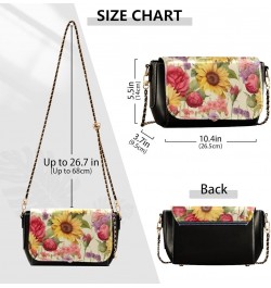 Floral and Sunflower Adjustable Strap Crossbody Bag, Leather Crossbody Bags for Women Medium Floral and Sunflower-3 $20.20 Cr...