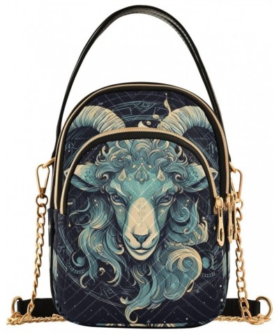 Zodiac Sheep Green Sling Bags Crossbody for Women, Fashion Zipper Handbag with Chain Strap Top handle for Evening Party Datin...