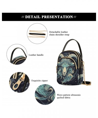 Zodiac Sheep Green Sling Bags Crossbody for Women, Fashion Zipper Handbag with Chain Strap Top handle for Evening Party Datin...