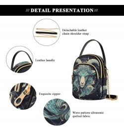 Zodiac Sheep Green Sling Bags Crossbody for Women, Fashion Zipper Handbag with Chain Strap Top handle for Evening Party Datin...