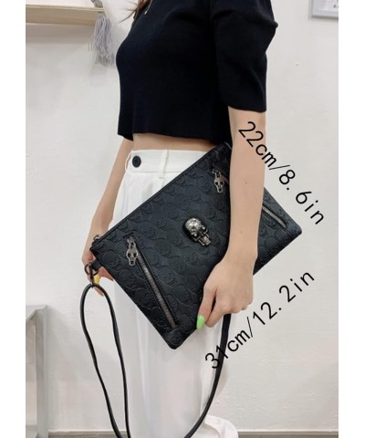 Women Big Skull Printing Satchel Fashion Clutch Bag Shoulder Bags Purse Black $16.29 Satchels