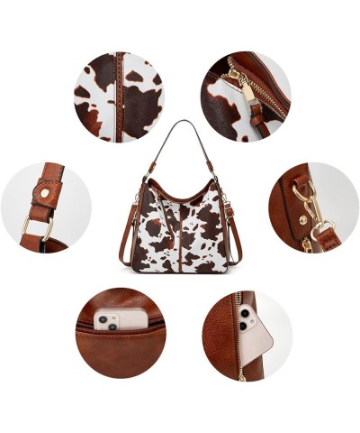 Ladies Bags,Handbags,Large-capacity Handbags Single shoulder bag Crossbody bag Vintage style Three Piece Set With Brown Cow P...