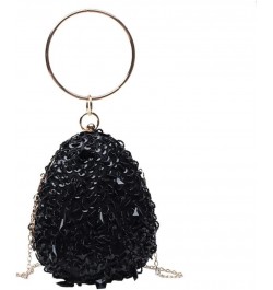 Bling Evening Bag for Women Glitter Sequin Purse Chain One Shoulder Crossbody Small Round Bag Black $19.79 Evening Bags