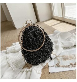 Bling Evening Bag for Women Glitter Sequin Purse Chain One Shoulder Crossbody Small Round Bag Black $19.79 Evening Bags