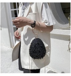 Bling Evening Bag for Women Glitter Sequin Purse Chain One Shoulder Crossbody Small Round Bag Black $19.79 Evening Bags