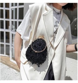 Bling Evening Bag for Women Glitter Sequin Purse Chain One Shoulder Crossbody Small Round Bag Black $19.79 Evening Bags