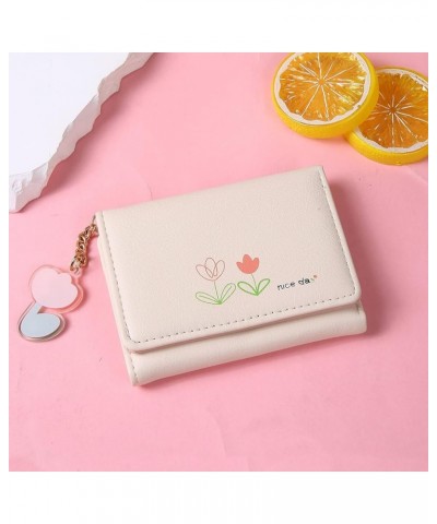 Women's Wallets Fashion Women ID Short Wallet Flowers Prints Bag Hasp Purse Multiple Card Slots Clutch Bag, White, One Size W...