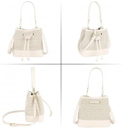 Van Caro Handwoven Cotton Straw Shoulder Bag Crochet Tassel Beach Bohemian Purse for Women 6943 Beige $13.59 Totes