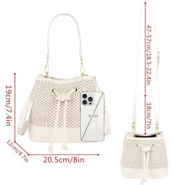 Van Caro Handwoven Cotton Straw Shoulder Bag Crochet Tassel Beach Bohemian Purse for Women 6943 Beige $13.59 Totes