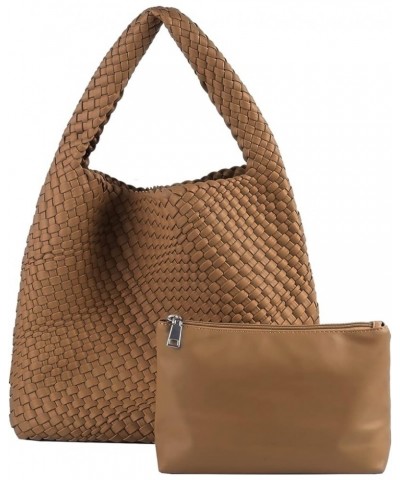 Woven Bag for Women,Woven Tote Bag for Women Large Top-handle Travel Handbag Brown 6 $26.40 Totes