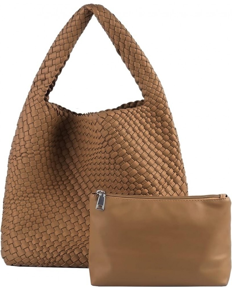 Woven Bag for Women,Woven Tote Bag for Women Large Top-handle Travel Handbag Brown 6 $26.40 Totes