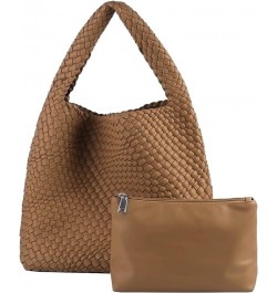 Woven Bag for Women,Woven Tote Bag for Women Large Top-handle Travel Handbag Brown 6 $26.40 Totes