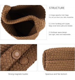 Woven Bag for Women,Woven Tote Bag for Women Large Top-handle Travel Handbag Brown 6 $26.40 Totes