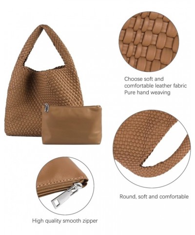 Woven Bag for Women,Woven Tote Bag for Women Large Top-handle Travel Handbag Brown 6 $26.40 Totes