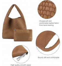 Woven Bag for Women,Woven Tote Bag for Women Large Top-handle Travel Handbag Brown 6 $26.40 Totes