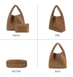 Woven Bag for Women,Woven Tote Bag for Women Large Top-handle Travel Handbag Brown 6 $26.40 Totes