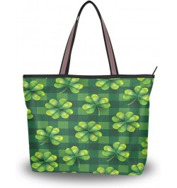 Pattern Tote Bag for Women with Zipper Pocket Polyester Tote Purse Pattern Handbag Pattern Tote Purse St Patricks 4 $17.25 Totes