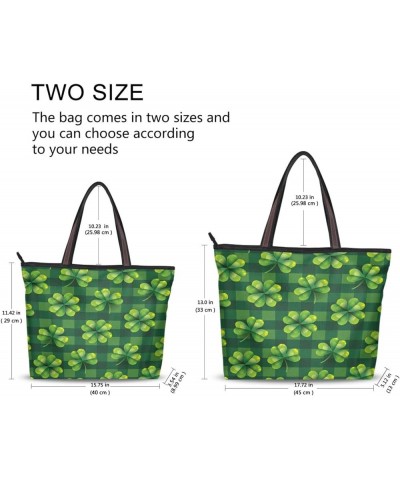 Pattern Tote Bag for Women with Zipper Pocket Polyester Tote Purse Pattern Handbag Pattern Tote Purse St Patricks 4 $17.25 Totes