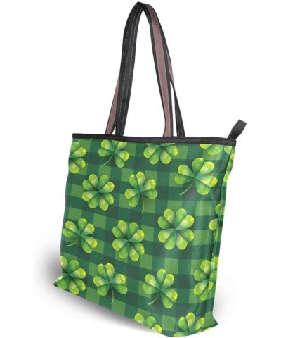 Pattern Tote Bag for Women with Zipper Pocket Polyester Tote Purse Pattern Handbag Pattern Tote Purse St Patricks 4 $17.25 Totes