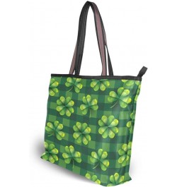 Pattern Tote Bag for Women with Zipper Pocket Polyester Tote Purse Pattern Handbag Pattern Tote Purse St Patricks 4 $17.25 Totes