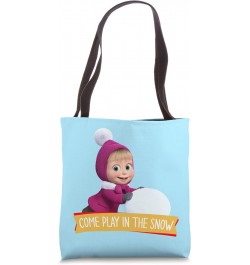 Masha and the Bear. Come play in the snow! Tote Bag $9.90 Totes